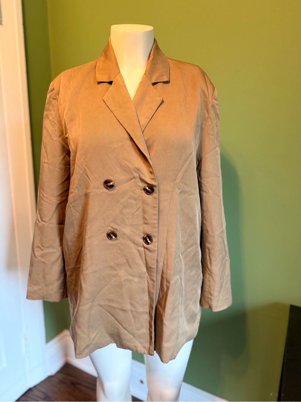 12th Tribe Tan Double-Breasted Women's Blazer